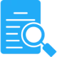 Document analysis icon with magnifying glass