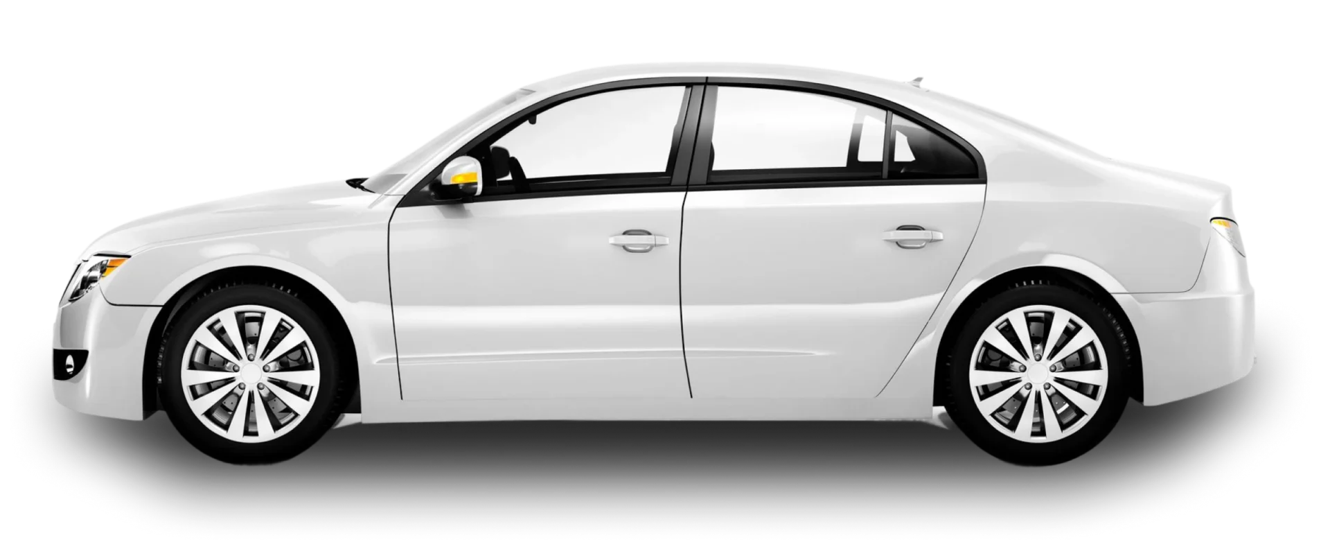Modern white car profile view