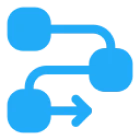 Flowchart icon with blue nodes