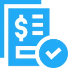 Approved bill illustration in blue
