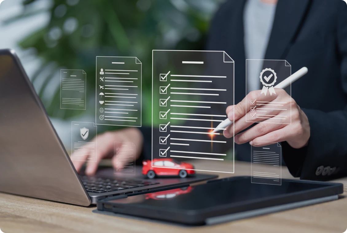Digital checklist with laptop and tablet